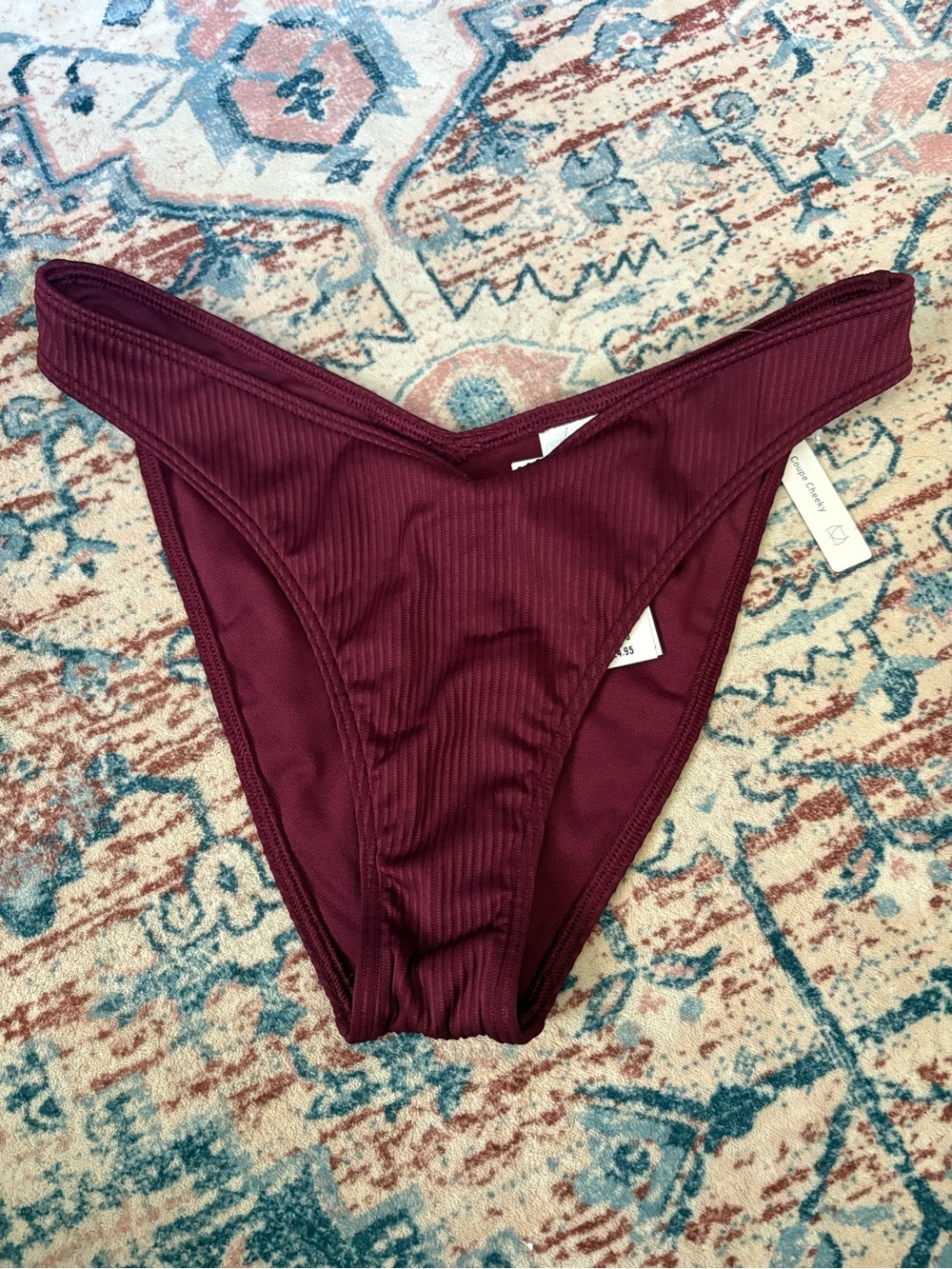 Hollister Ribbed V-Cut Bikini Bottom - Burgundy